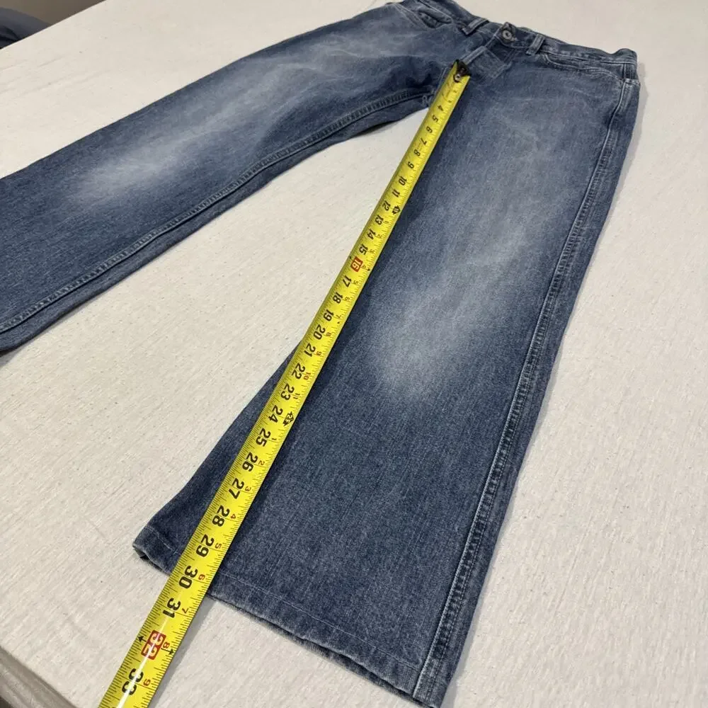 Diesel Bootcut Mens 31x30 Blue Jeans Wash Cowboy Western Distressed Italian